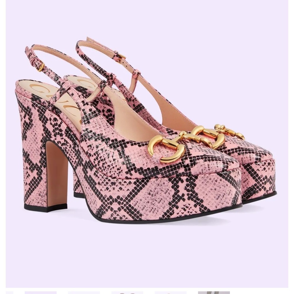 Gucci Horsebit Platform Python Print Leather High… - image 6